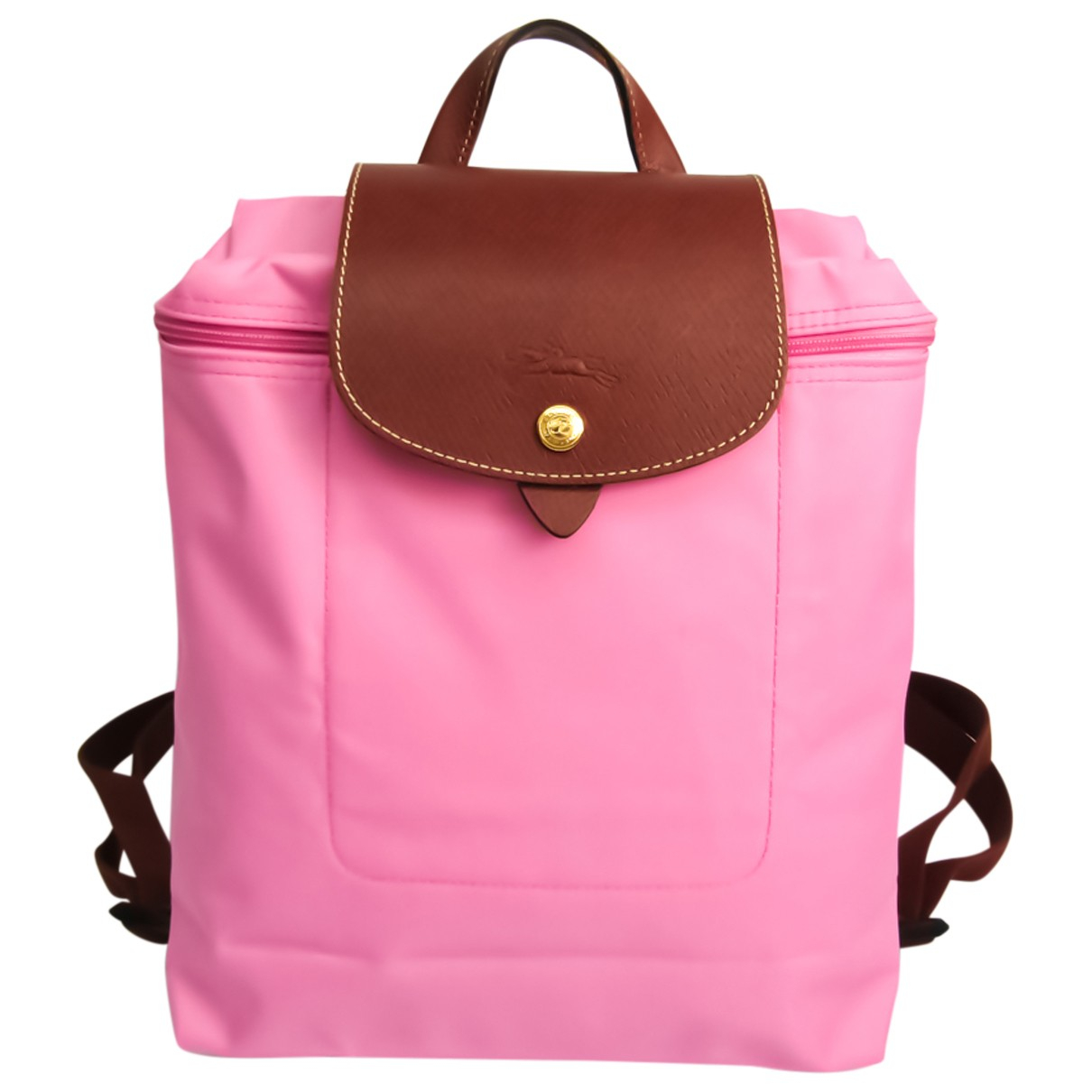 Pliage leather backpack Longchamp Brown 